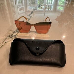 Diff Eyewear Goldie Apricot Crystal Peach Mirror Sunglasses